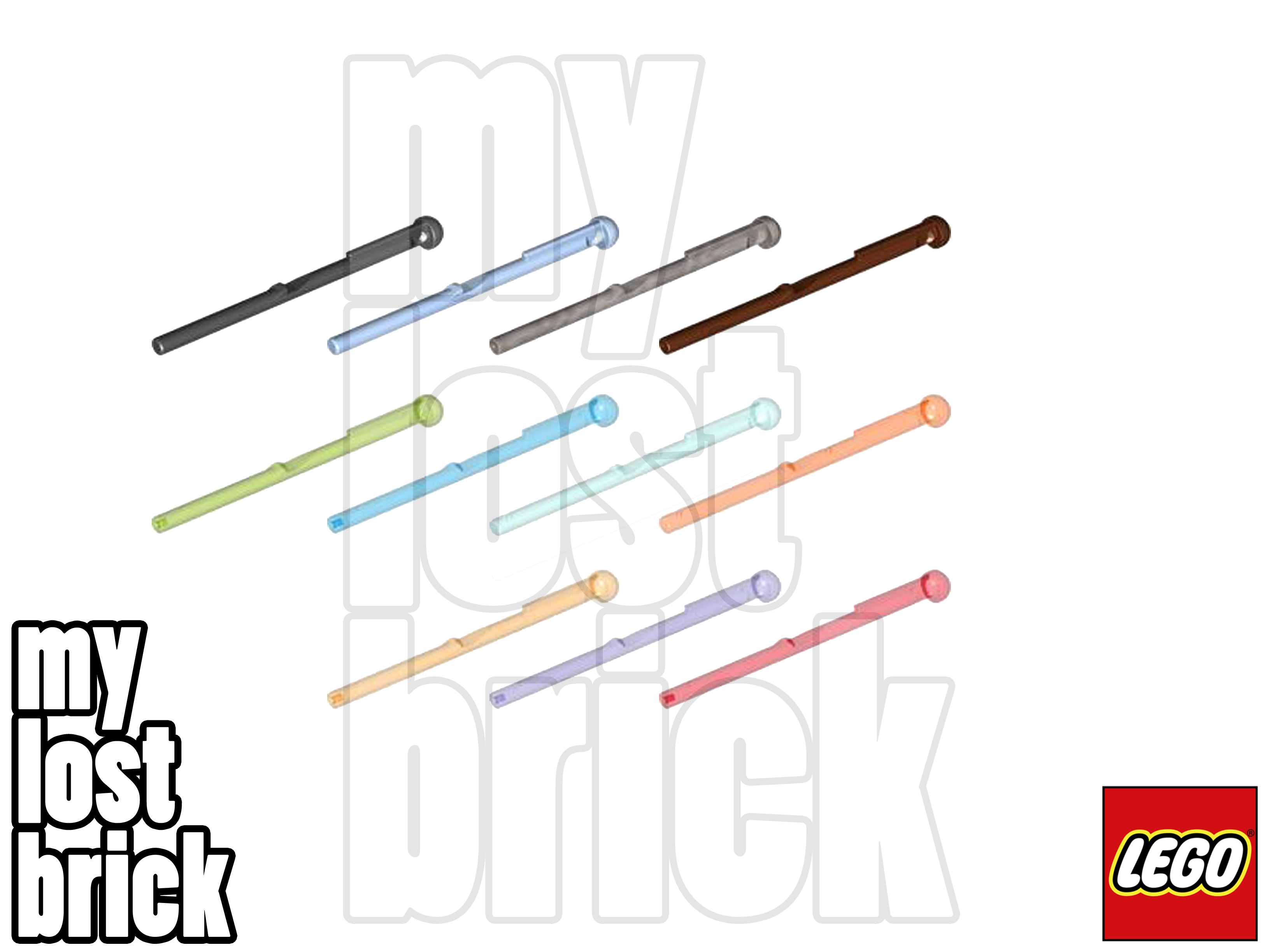 LEGO - Part 15303 - Bar 8L with Round End + NEW + SELECT COLOUR