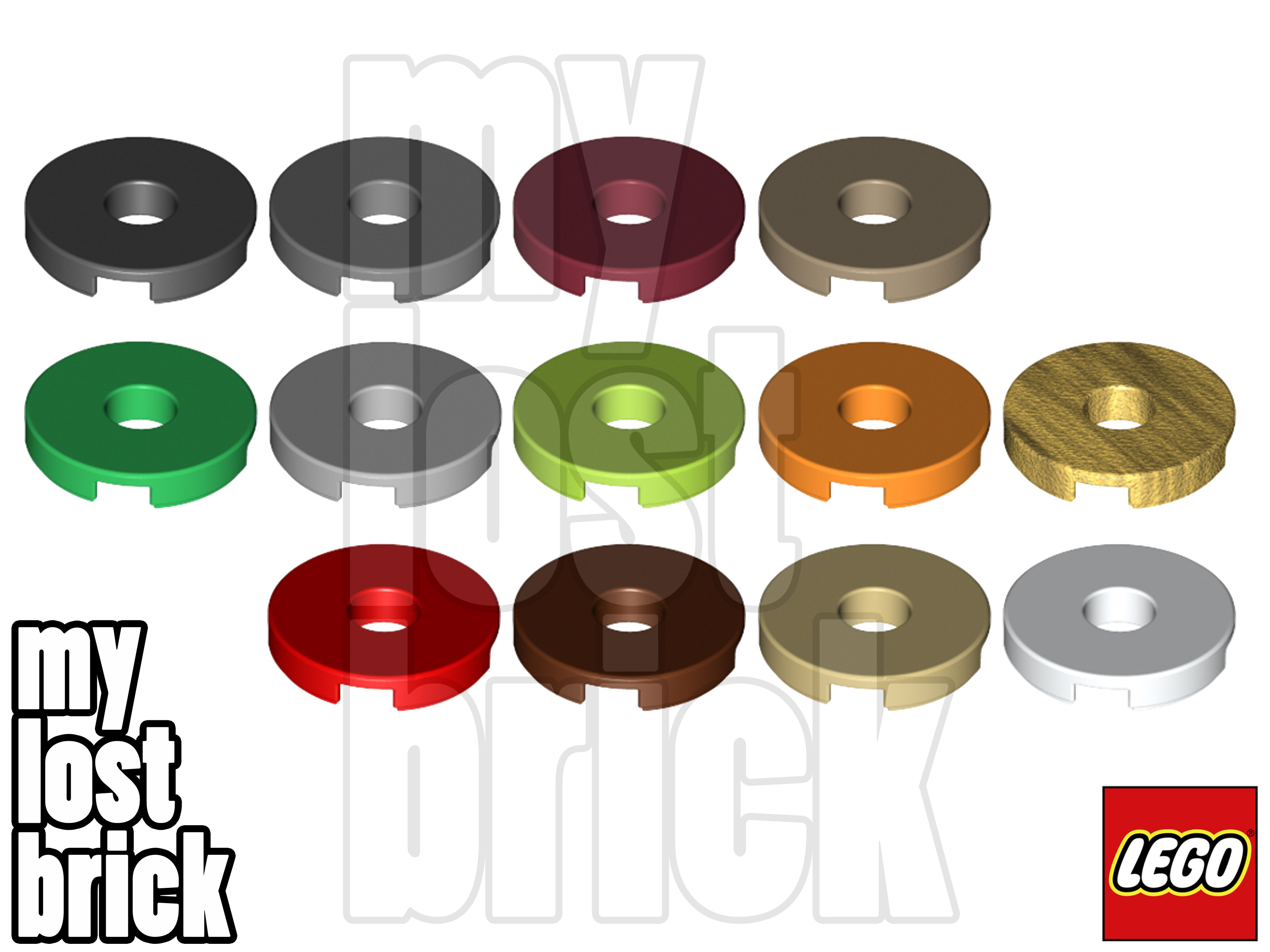 LEGO - Part 15535 - Tiles, Round 2x2 with Hole + NEW + SELECT