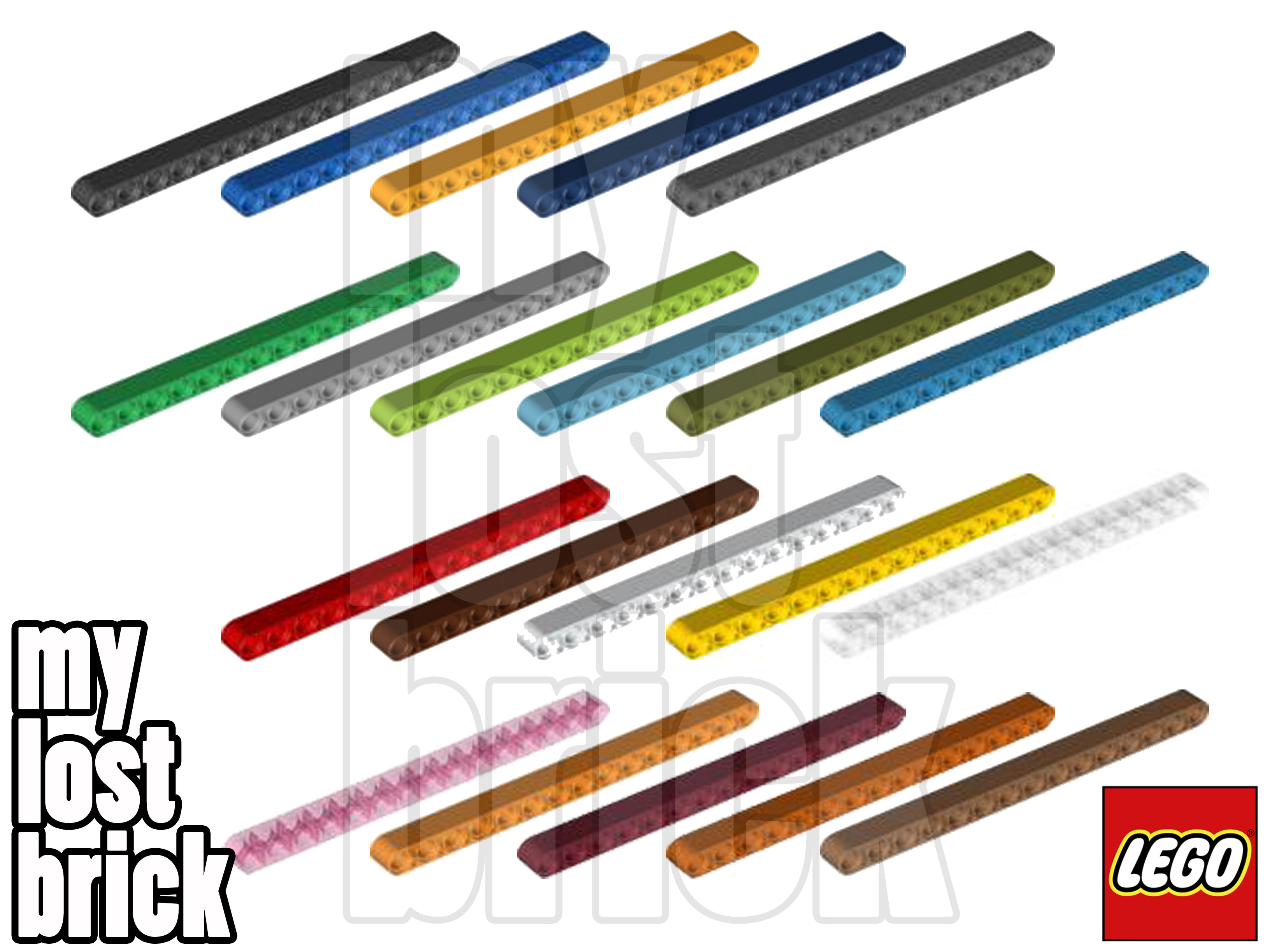 LEGO - Part 32278 - Technic Beam 1x15 Thick + NEW + SELECT COLOUR